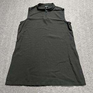 Eileen Fisher Linen Blend Midi Sleeveless Dress Size Large Black Band Collar
